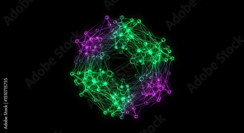 Abstract Geometric Sphere with Neon Colors