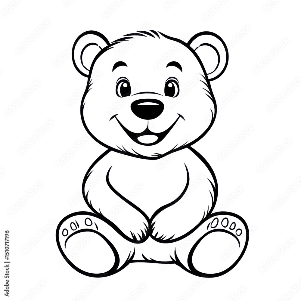 Obraz premium Cute cartoon teddy bear sitting and smiling on transparent background