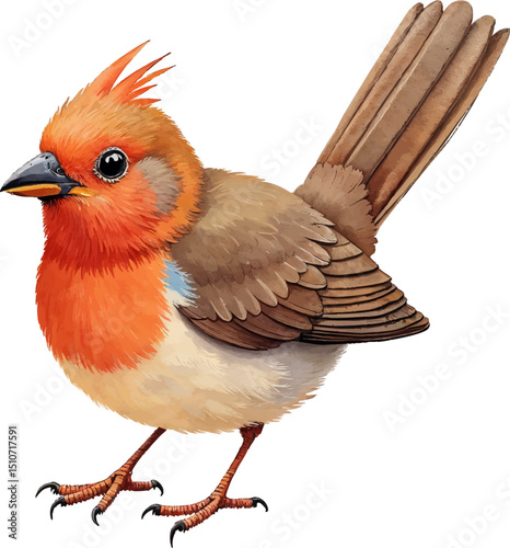 Bird carrying a garland of autumn leaves in watercolor style for Thanksgiving celebration, kids illustration
