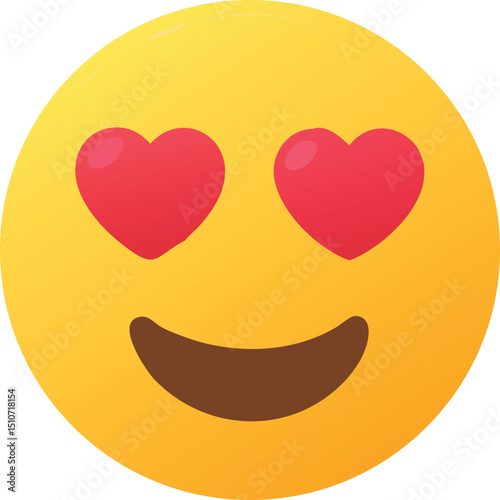 Cute 3d smiling face emoji icon with heart eyes