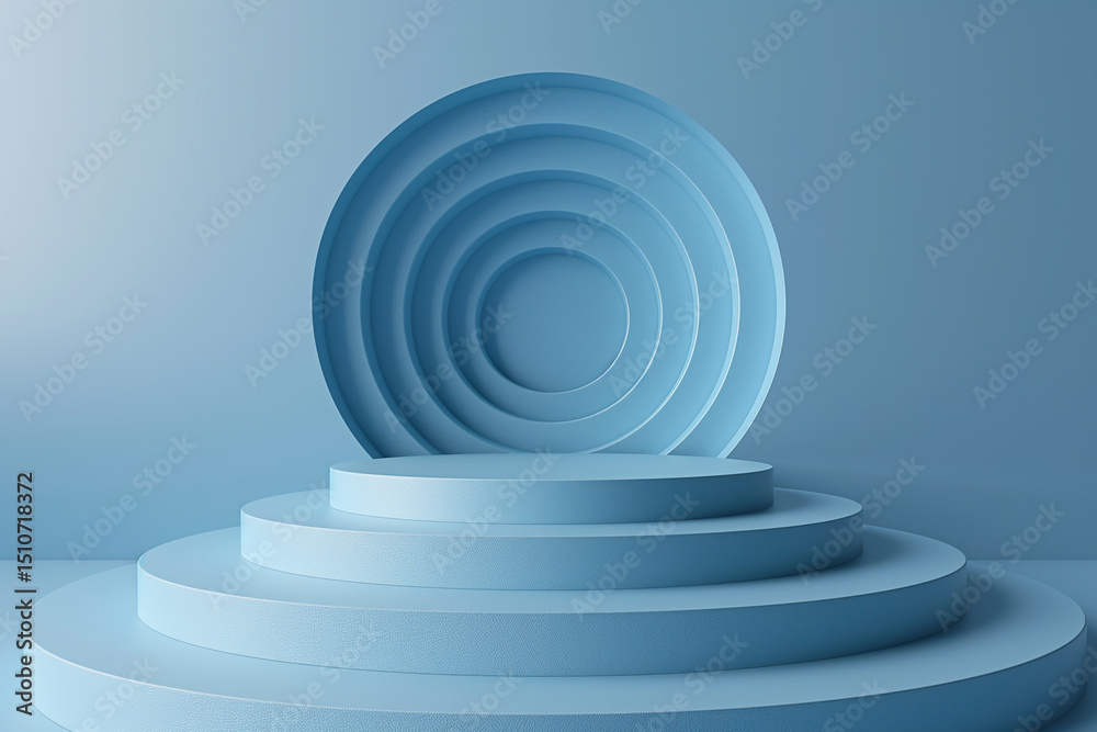 Obraz premium A blue stage with a blue circle in the middle