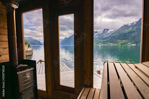Nice sauna next to Hardanger fjord near Odda (Norway)