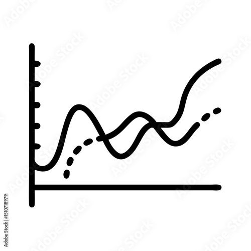Line graph icon design in minimalistic black and white style