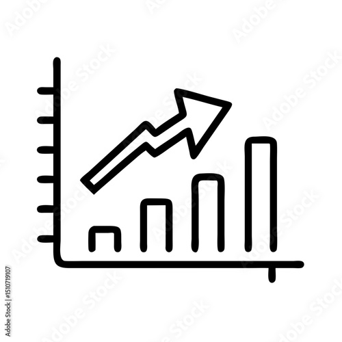 Growth indicator chart icon showing rising trends for performance analysis and tracking