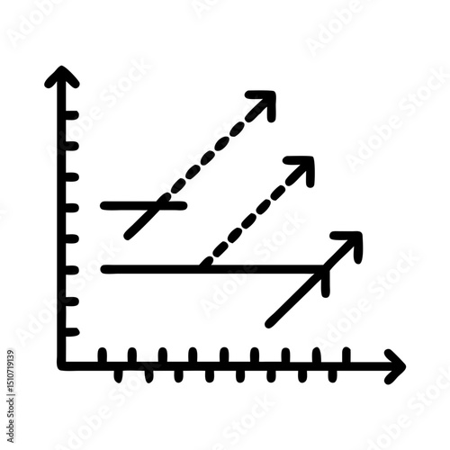 Multiple axes chart icon for data visualization and comparative analysis