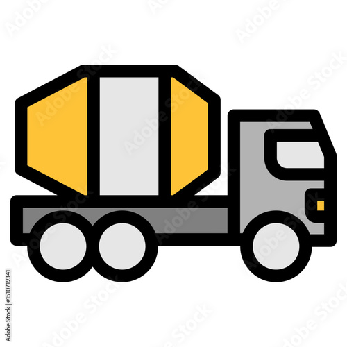 Cement Truck Outline Color Icon