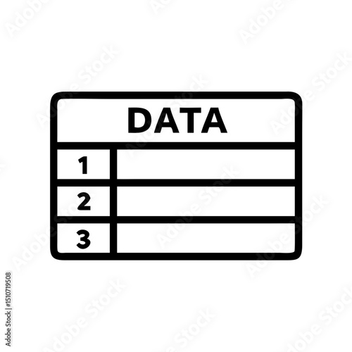 Data Table With Numbers Icon for Spreadsheet and Information List