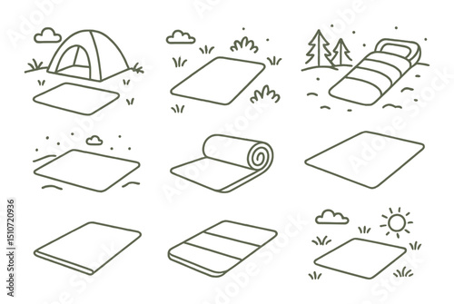 Camping and outdoor icon set: flat style for adventure and exploration