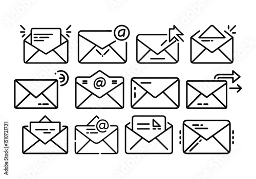 set of mail icons, e mail icons illustration