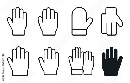 Hand gestures linear icon set. minimalist glove and hand symbols collection.