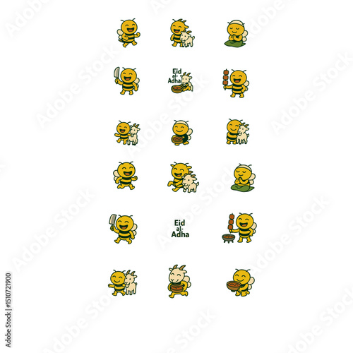 chibi honey bee with several styles and expressions