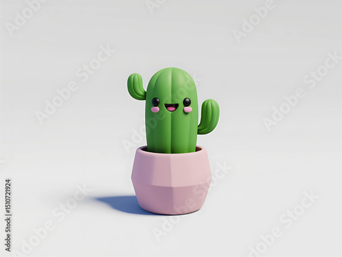 A cute mini cactus in a tiny ceramic pot