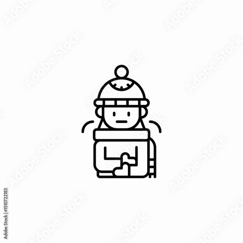 shivering kid icon sign vector