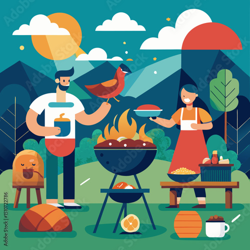 barbecue on the grill