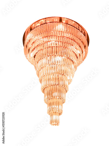 crystal luminous chandelier, isolated on white background with clipping path