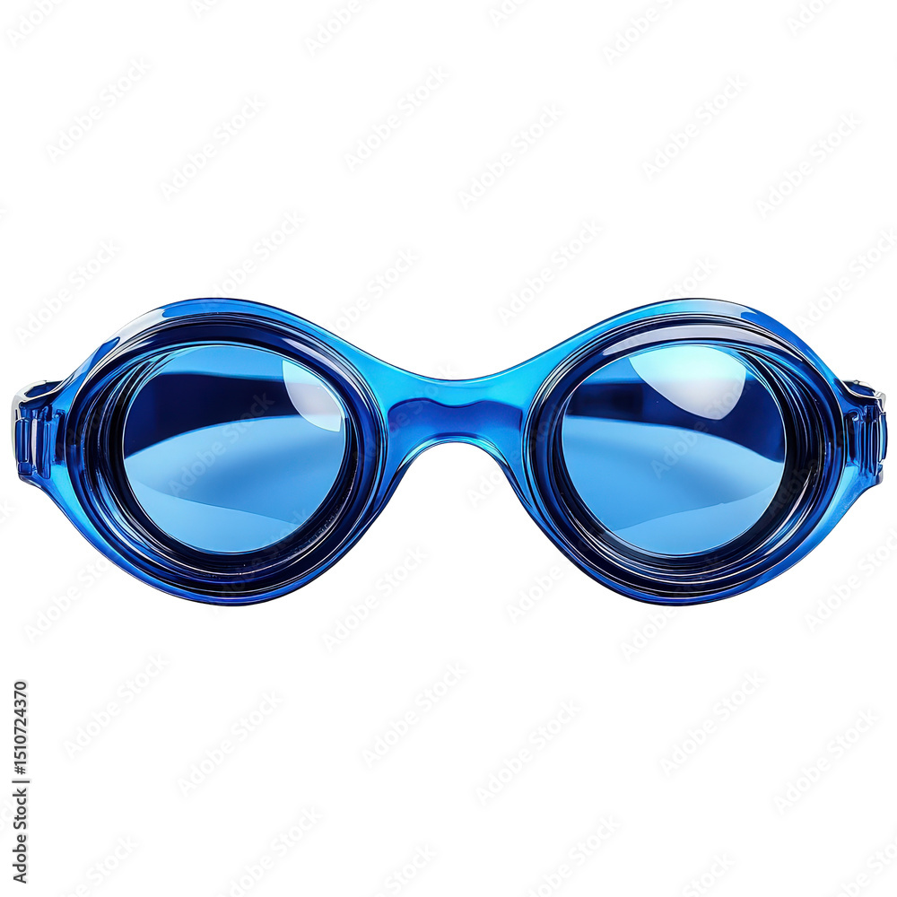 Fototapeta premium Blue swimming goggles enhance vision and protect eyes during water activities