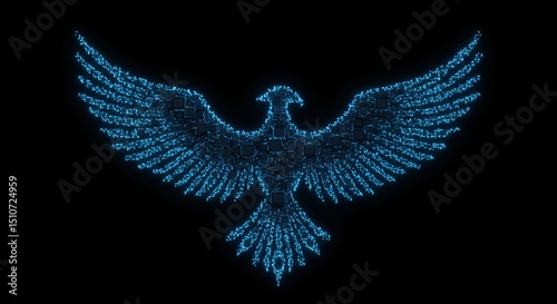 Digital Phoenix on Black Background