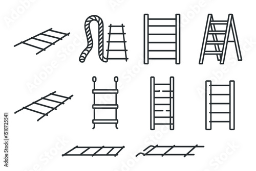 Sport training ladder silhouette icon set. exercise, fitness symbols collection
