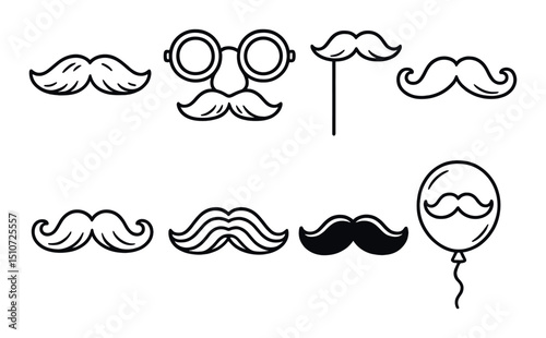 Mustache icon set in simple silhouette style. facial hair and grooming symbols