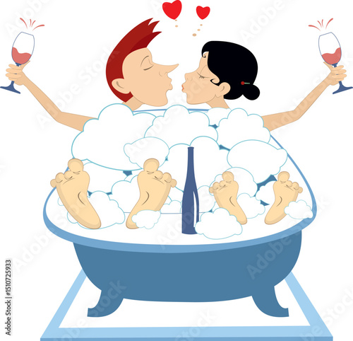 Holidays with champagne and wine in the bathroom