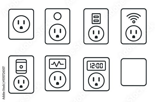 Smart home flat icon set. automation and technology symbols for modern devices