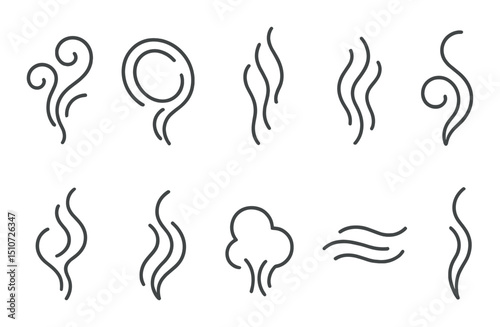 Pipe smoke silhouette icon set. simple and minimal haze shapes for design