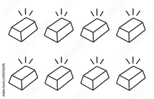 Precious metal ingots icon set. silhouette style bullion and wealth symbols