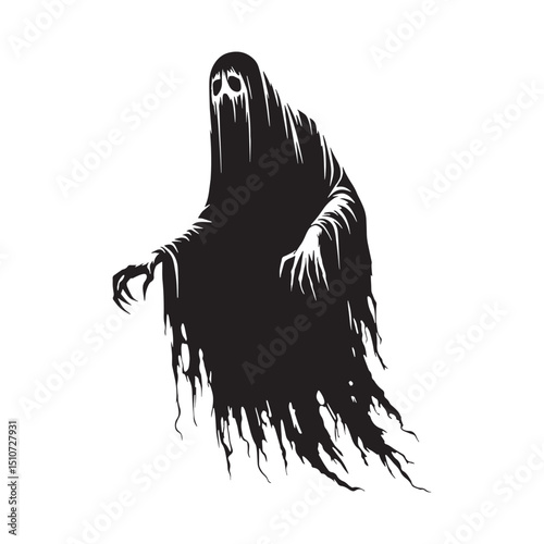 Dark ghost silhouette designed for supernatural visuals – ghost silhouette – ghost vector illustration – silhouette of ghost

