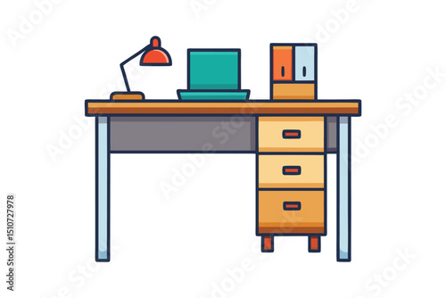 set of office desk vector illustration on white background