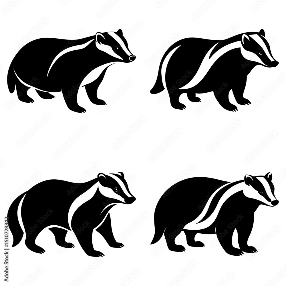 Obraz premium Badger Silhouette vector illustration