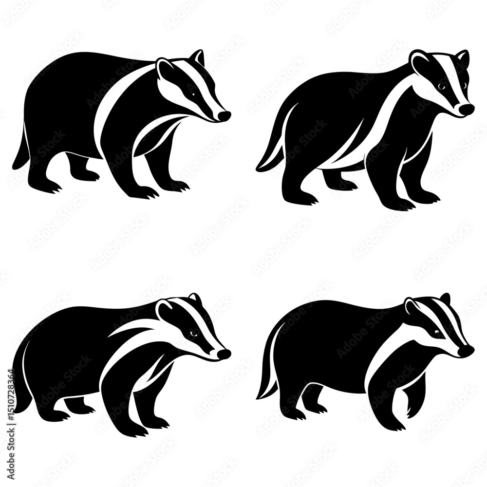Obraz premium Badger Silhouette vector illustration