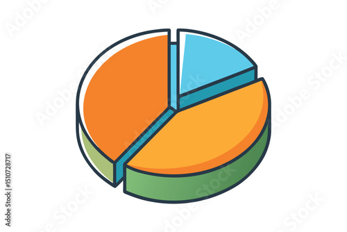 3d pie chart icon isolated on white background