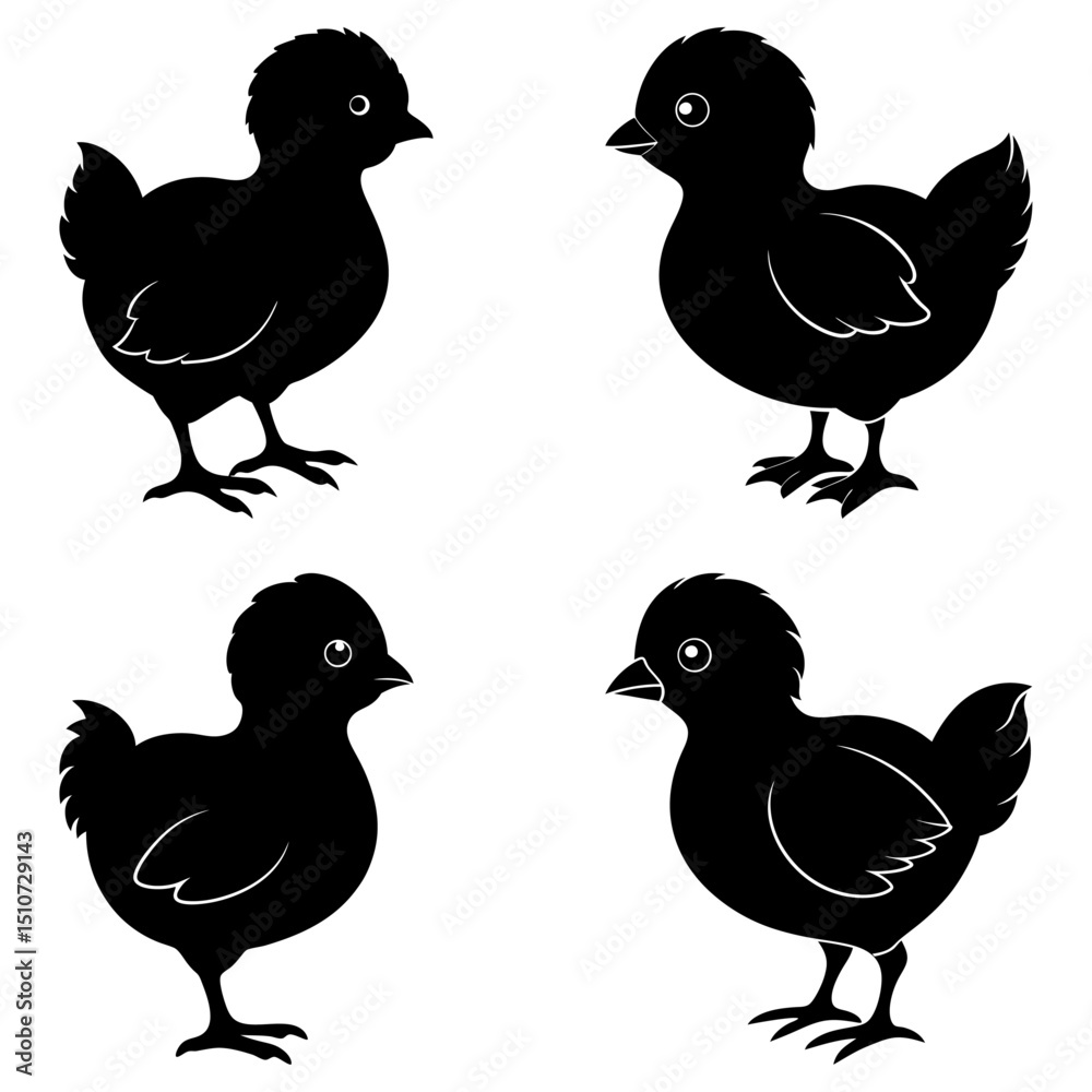Fototapeta premium Baby Chick Silhouette vector illustration