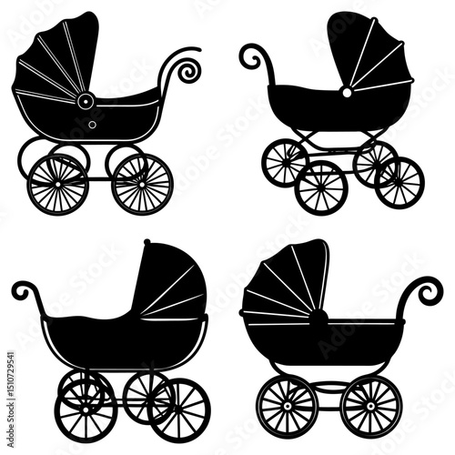 Baby Carriage Silhouette vector illustration