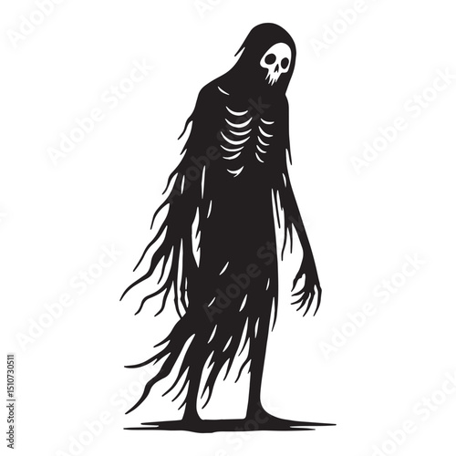 Stylized ghoul silhouette for supernatural vector art – ghoul silhouette – ghoul vector illustration – silhouette of ghoul

