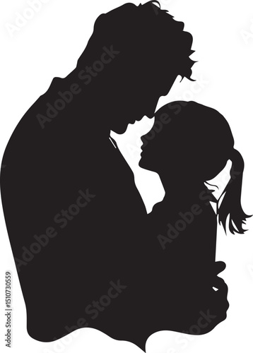 minimalist silhouette father and daughter of adult and child standing side by side, symbolizing support, guidance, and connection