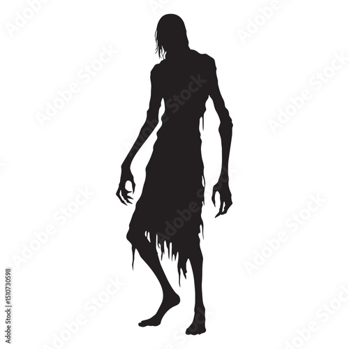Sharp-edged ghoul silhouette with clean outlines – ghoul silhouette – ghoul vector illustration – silhouette of ghoul

