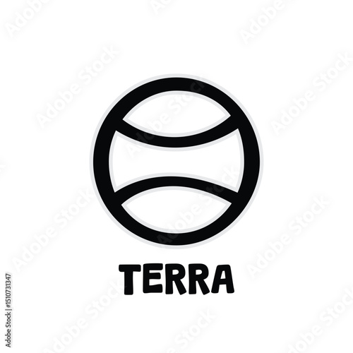 Alchemy symbol of Terra isolated on transparent background. Minimalistic caption icon template. Shabby hand drawn illustration