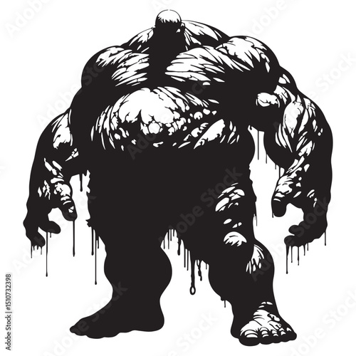 Bold-outline giant zombie silhouette for dark vector collections – giant zombie silhouette – giant zombie vector illustration – silhouette of giant zombie

