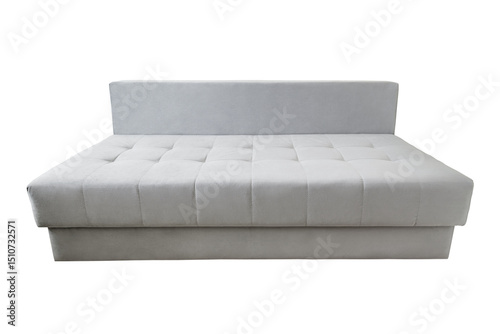grey folding sofa on white background with clipping path