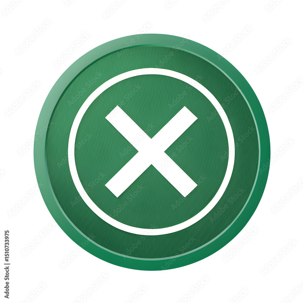 Obraz premium Green Circle with White X Mark Icon - Cancel, Close, Error, or Delete Symbol