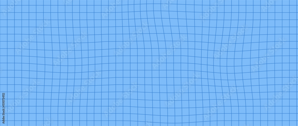 Blue paper bg with checkered wavy grid for memo. Graph pattern template. Notebook background.