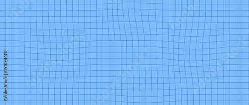 Blue paper bg with checkered wavy grid for memo. Graph pattern template. Notebook background.