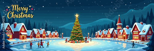 christmas music poster, christmas party poster, christmas poster background, santa poster, happy holidays poster, christmas poster greeting card, christmas, winter, holiday, landscape, illustration, x