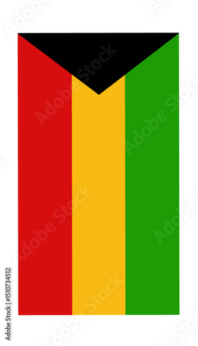 Vertical Mauritian Flag with Pan-African Red, Yellow, Green Stripes on Transparent Background PNG.