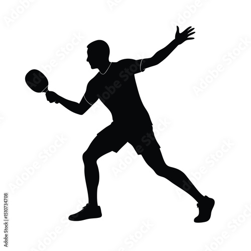 Pickleball player in action vector silhouette