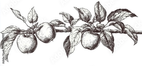 A minimalist white backdrop featuring an apple branch clipart.