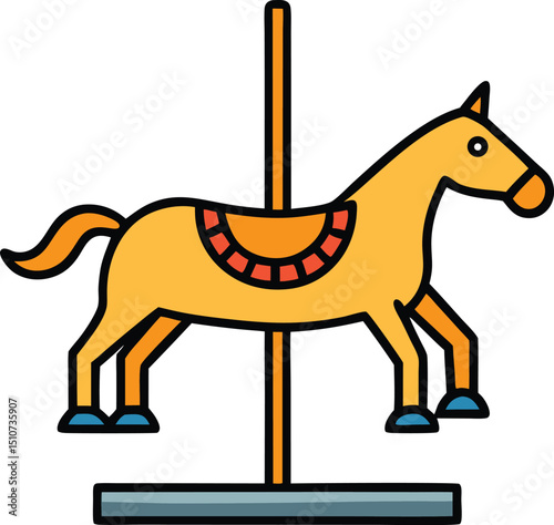 carousel horse icon clipart vector on transparent background
