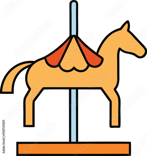 carousel horse icon clipart vector on transparent background
