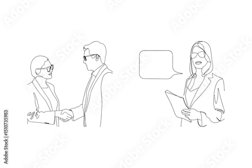 Business people outline illustrating negotiation agreement and business conversation concepts
